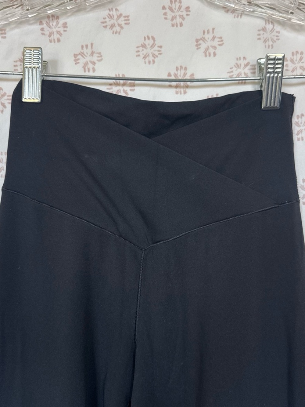 Women's Black High-Waist Flare Crossover Leggings
